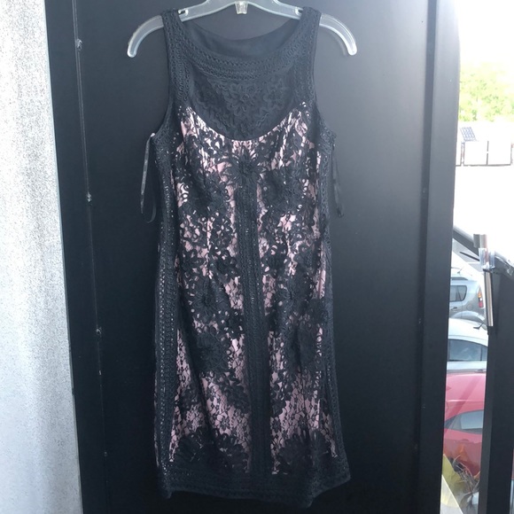 NWT Sue Wong Black and Pink Embroidered Dress - Picture 1 of 10